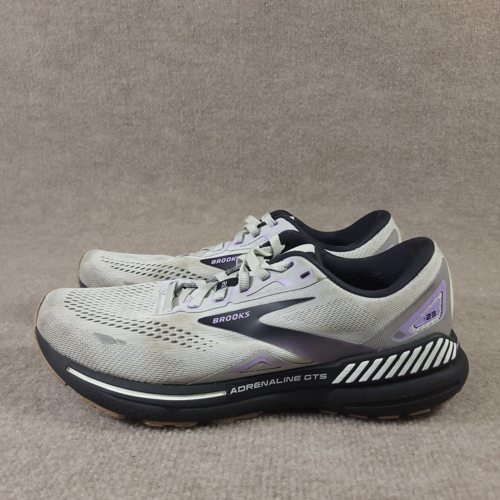 Brooks Adrenaline GTS 23 Running Shoes Women 9.5 B Grey Lilac Stability Sneakers